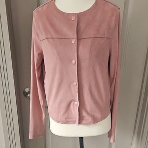 Chic Rose Suede-like Button-Up Jacket